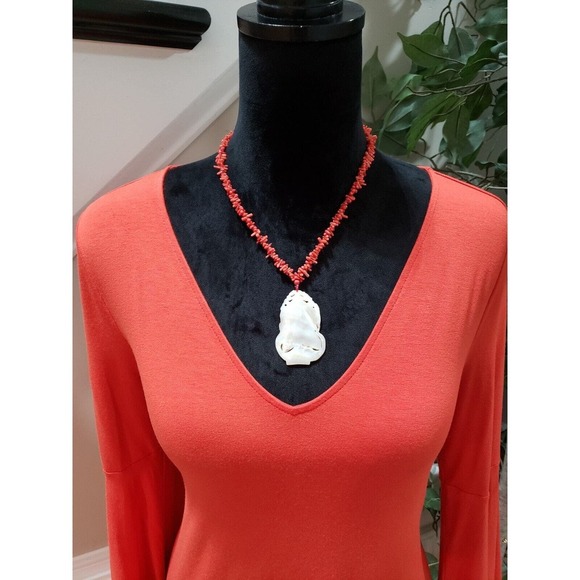 LOFT Womens Orange Solid Rayon Long Sleeve V-Neck Knee Length Dress Petite Small - Picture 11 of 12